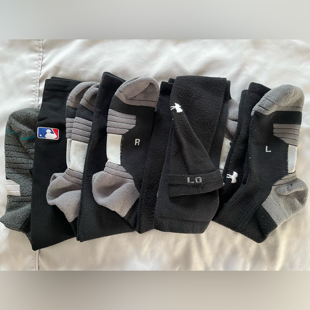 MEN’S - 5 pair athletic socks. Under Armour and MLB